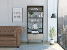 Core Nevada Display Bookcase with Door in Grey & Smoked Oak Effect - Price Crash Furniture