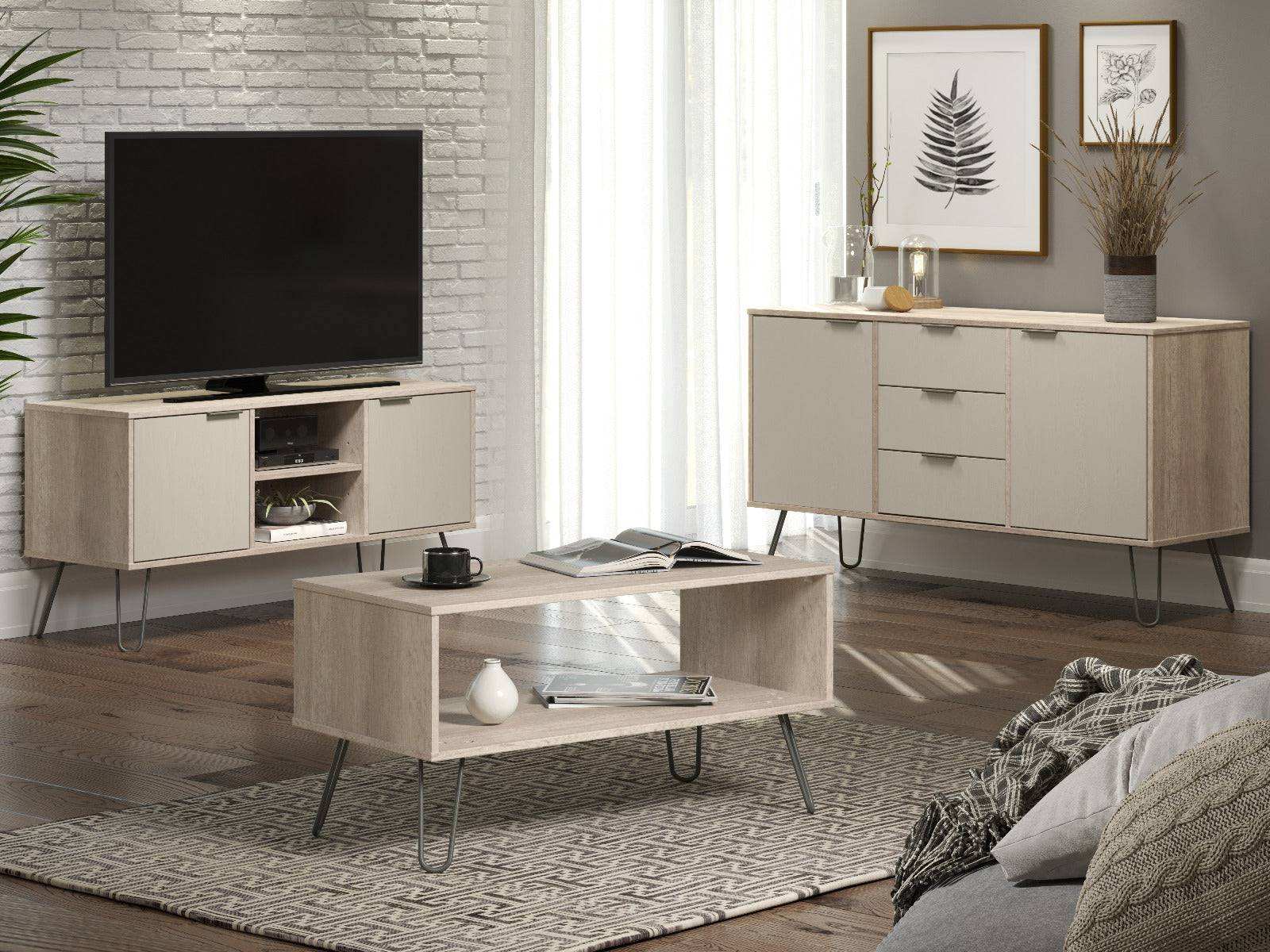 Core Products Augusta Small Sideboard 1 Door 3 Drawer in Driftwood & Calico - Price Crash Furniture