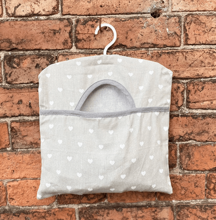 Cotton Peg Bag With Grey Hearts Design - Price Crash Furniture