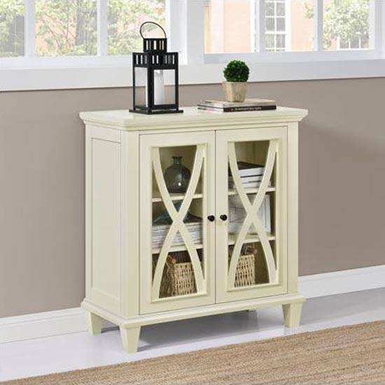 Ellington Glazed 2 Door Display Cabinet in Ivory by Dorel - Price Crash Furniture
