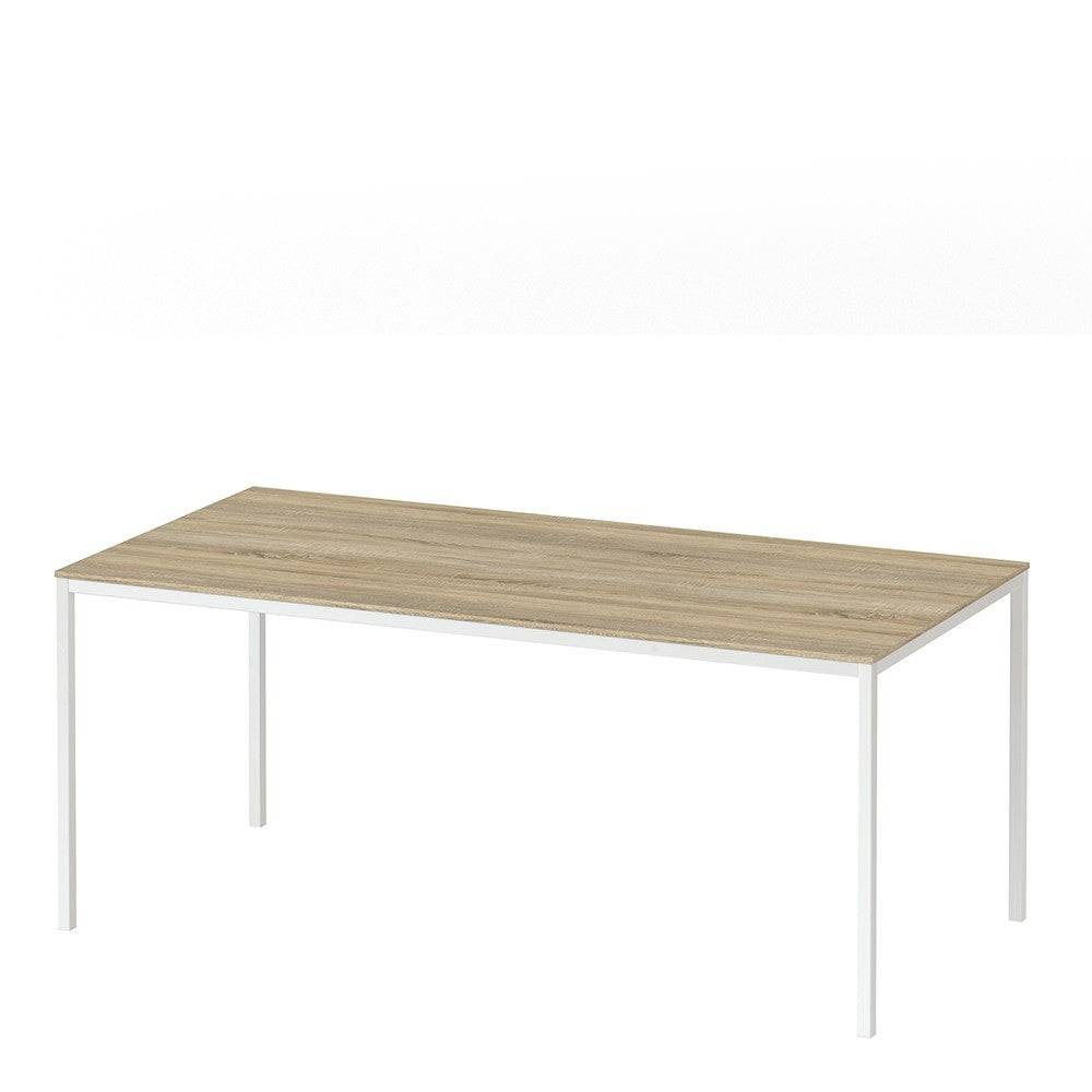 Family Dining Table 180cm Oak Table Top With White Legs - Price Crash Furniture