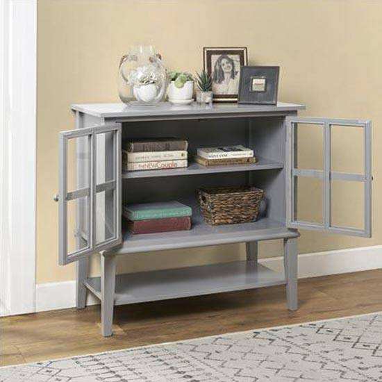 Franklin Storage Cabinet with 2 Glazed Doors in Grey by Dorel - Price Crash Furniture