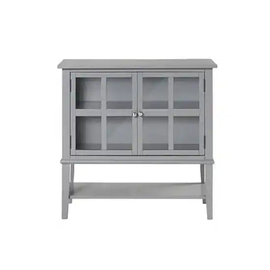 Franklin Storage Cabinet with 2 Glazed Doors in Grey by Dorel - Price Crash Furniture