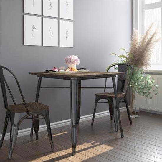Fusion 80cm Metal Square Dining Table in Black by Dorel - Price Crash Furniture