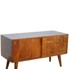 Gold Inlay Abstract Low Sideboard in Chestnut-effect Solid Mango Wood - Price Crash Furniture