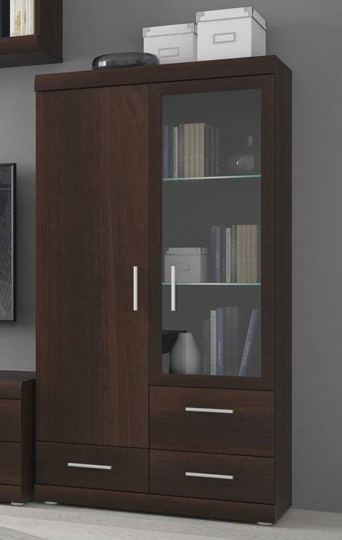 Imperial 2 Door 3 Drawer Glazed Display Cabinet In Dark Mahogany Melamine - Price Crash Furniture