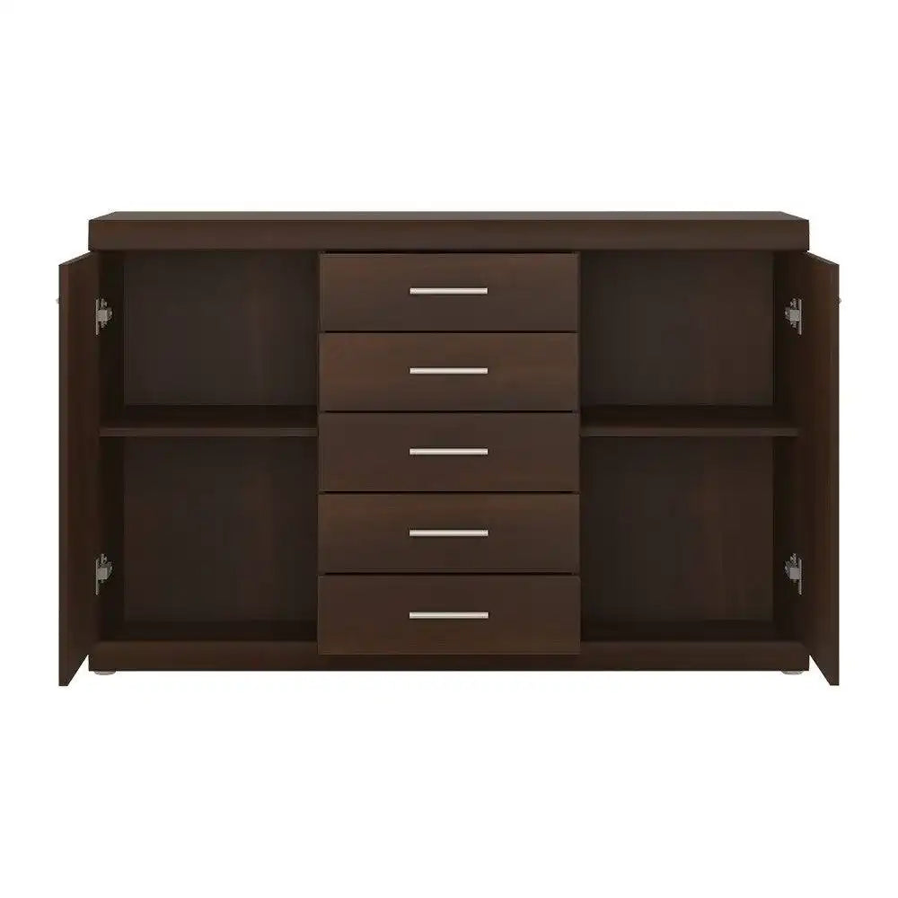 Imperial 2 Door 5 Drawer Sideboard In Dark Mahogany Melamine - Price Crash Furniture