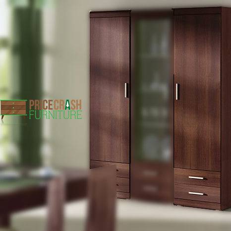 Imperial Tall 1 Door 2 Drawer Narrow Cabinet In Dark Mahogany Melamine - Price Crash Furniture