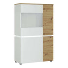 Luci 4 Door Low Display Cabinet Unit (including LED lighting) in White and Oak - Price Crash Furniture