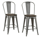 Luxor Pair of 24in Metal Counter Stools in Antique Gun Metal by Dorel - Price Crash Furniture