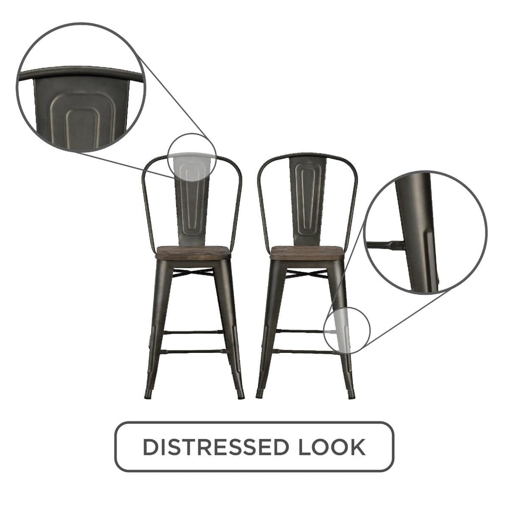 Luxor Pair of 24in Metal Counter Stools in Copper by Dorel - Price Crash Furniture