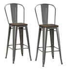 Luxor Pair of 30in Metal Bar Stools in Antique Gun Metal by Dorel - Price Crash Furniture
