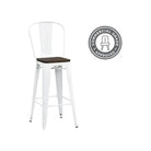 Luxor Pair of 30in Metal Bar Stools in White by Dorel - Price Crash Furniture