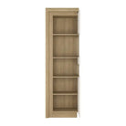 Lyon 198 cm Display Cabinet Narrow (RH) - LED Lighting - Riviera Oak/White High Gloss - Price Crash Furniture