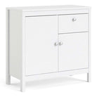 Madrid Small Compact Sideboard Buffet Unit 2 Doors + 1 Drawer in White - Price Crash Furniture