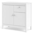 Madrid Small Compact Sideboard Buffet Unit 2 Doors + 1 Drawer in White - Price Crash Furniture