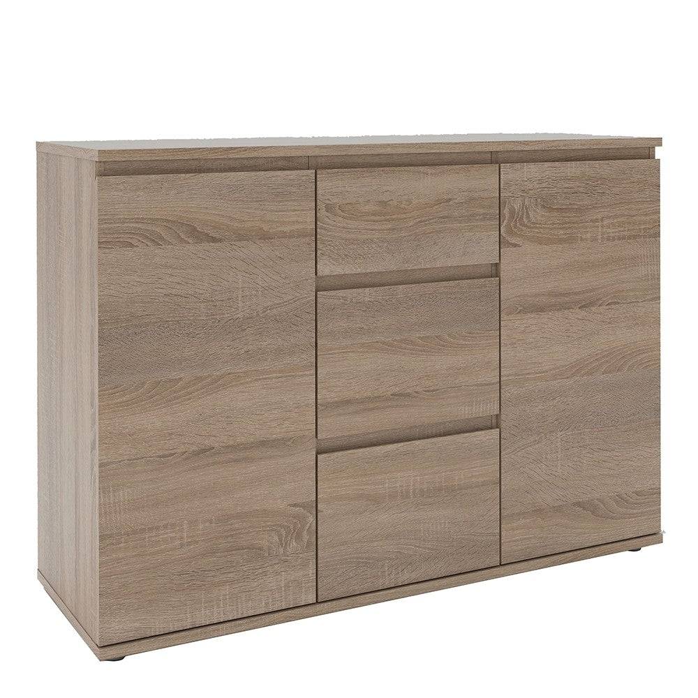 Nova Sideboard - 3 Drawers 2 Doors in Truffle Oak - Price Crash Furniture