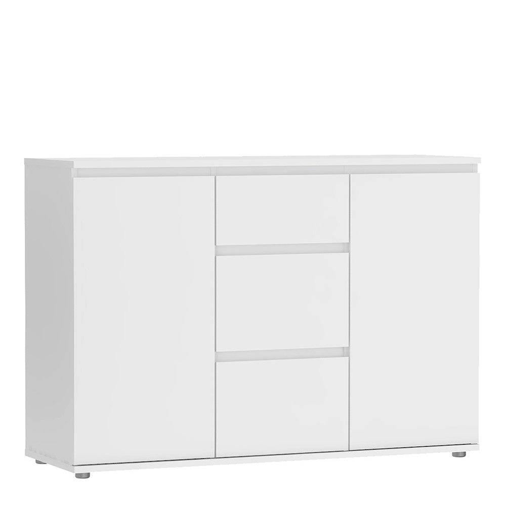 Nova Sideboard - 3 Drawers 2 Doors in White - Price Crash Furniture