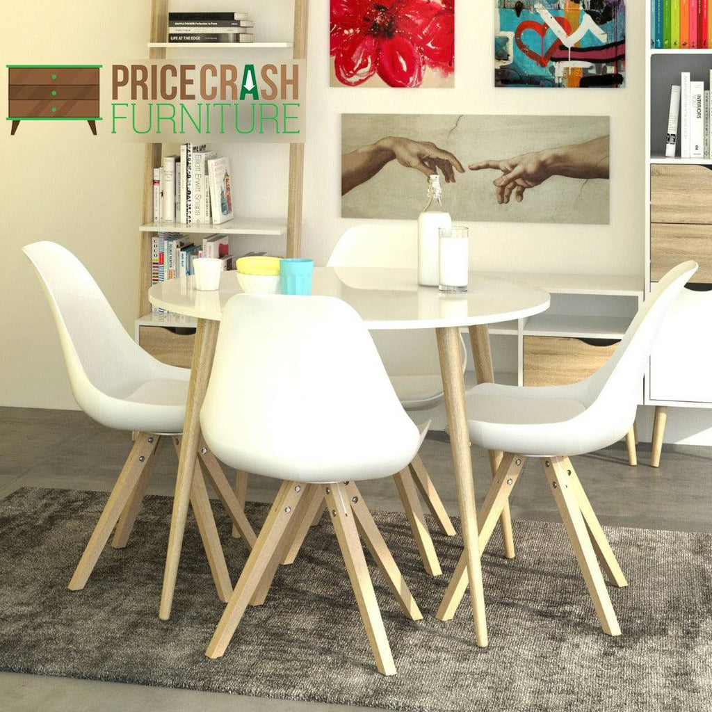 Oslo Dining Table - Small (100cm) in White and Oak - Price Crash Furniture