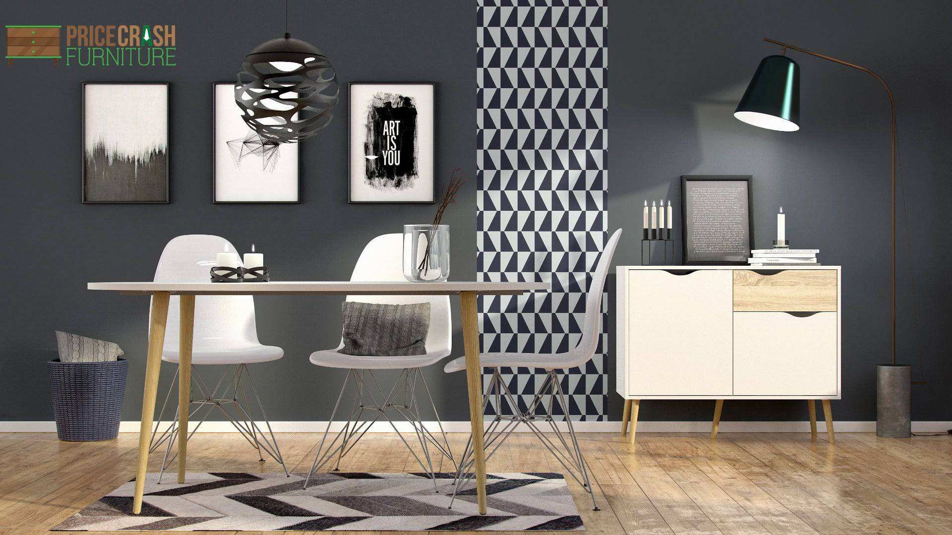 Oslo Sideboard - Small - 1 Drawer 2 Doors In White And Oak - Price Crash Furniture