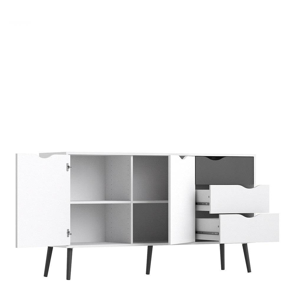 Oslo Wardrobe 2 Doors 2 Drawers In White And Oak - Price Crash Furniture