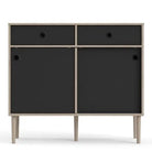 Rome Sideboard 2 Sliding Doors + 2 Drawers in Jackson Hickory Oak with Matt Black - Price Crash Furniture