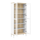 Roomers Display Cabinet Glazed 2 Doors in White and Oak - Price Crash Furniture