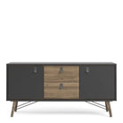 Ry Sideboard 2 Doors + 2 Drawers in Matt Black and Walnut - Price Crash Furniture