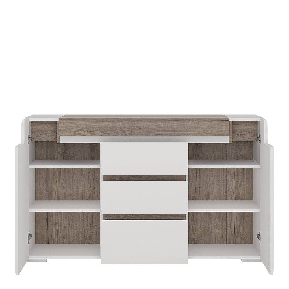 Toronto 2 Door 3 Drawer Sideboard (inc. Plexi Lighting) - Price Crash Furniture