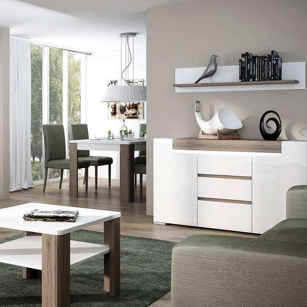 Toronto 2 Door 3 Drawer Sideboard (inc. Plexi Lighting) - Price Crash Furniture