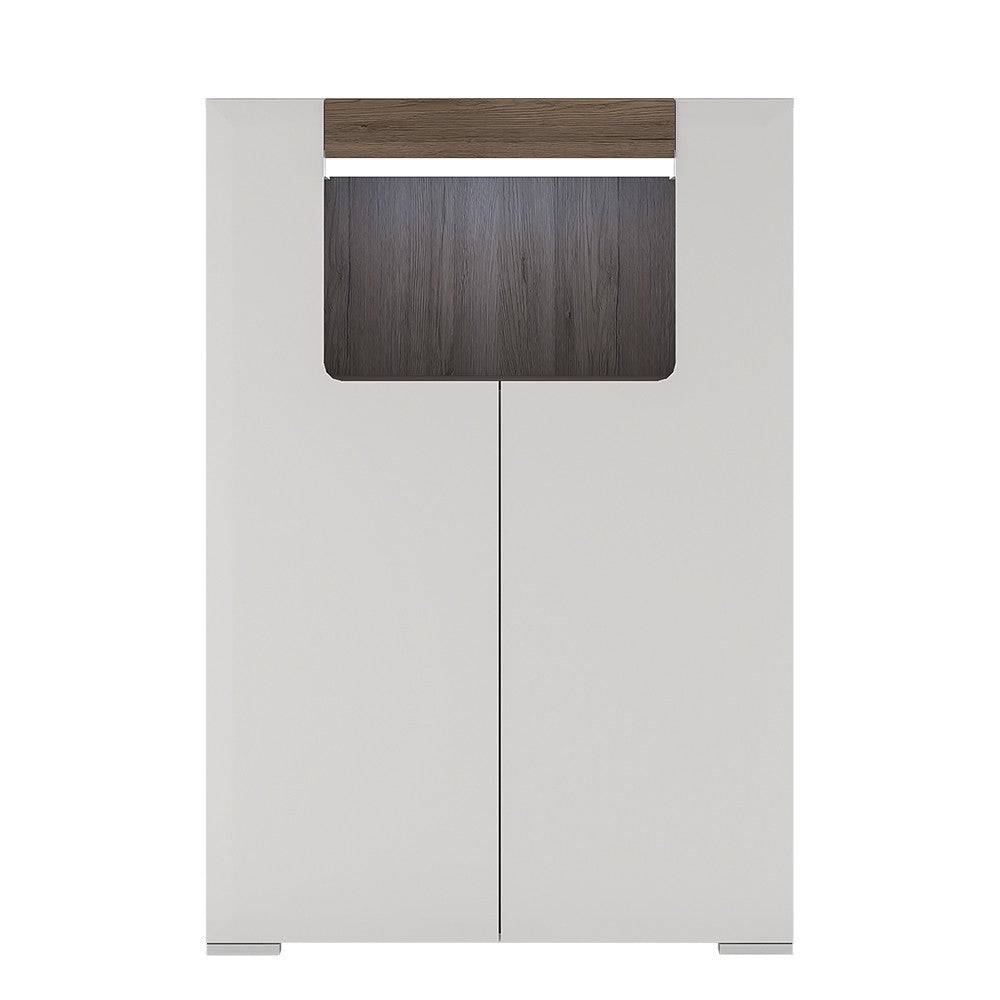 Toronto Low 2 Door Cabinet With Open Shelf (inc. Plexi Lighting) - Price Crash Furniture