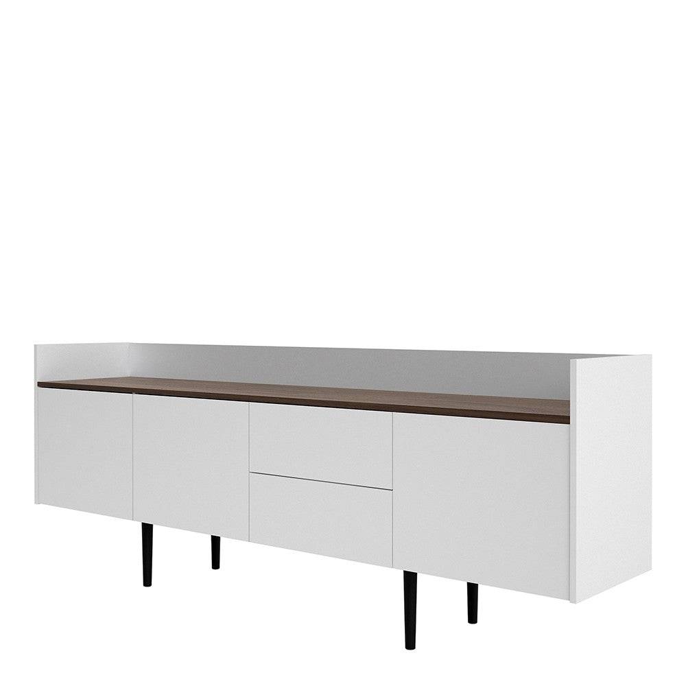 Unit Sideboard 2 Drawers 3 Doors In White And Walnut* - Price Crash Furniture