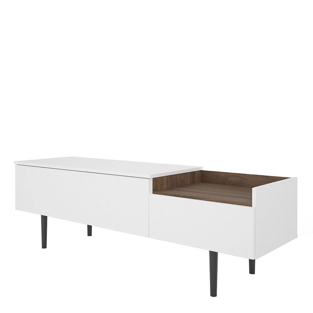 Unit Sideboard 2 Drawers In White And Walnut - Price Crash Furniture