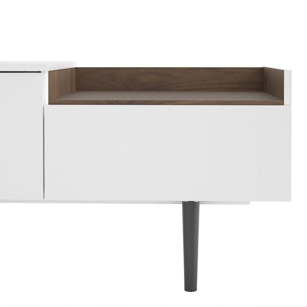 Unit Sideboard 2 Drawers In White And Walnut - Price Crash Furniture
