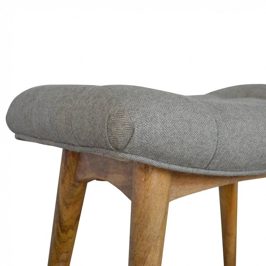 Upholstered Bench In Grey Tweed - Price Crash Furniture