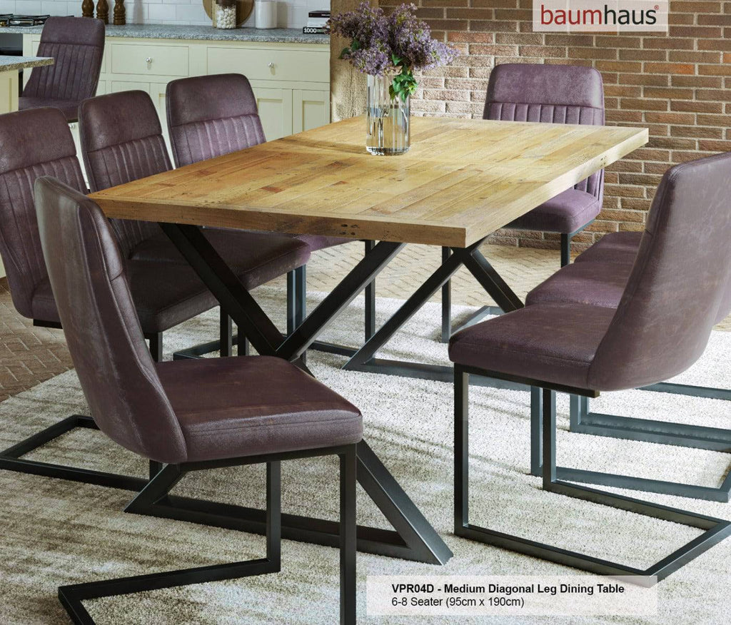 Urban Elegance - Reclaimed MEDIUM (Diagnal Leg / 95cm x 190cm top) by Baumhaus - Price Crash Furniture