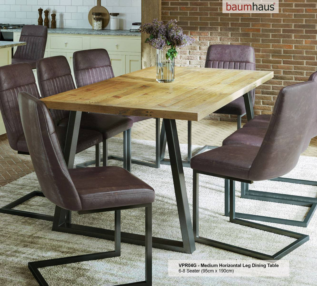 Urban Elegance - Reclaimed MEDIUM (Horizontal Leg / 95cm x 190cm top) by Baumhaus - Price Crash Furniture
