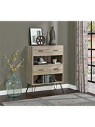 Landon 4 Drawer Storage Bookcase in Distressed Grey Oak Finish - Price Crash Furniture