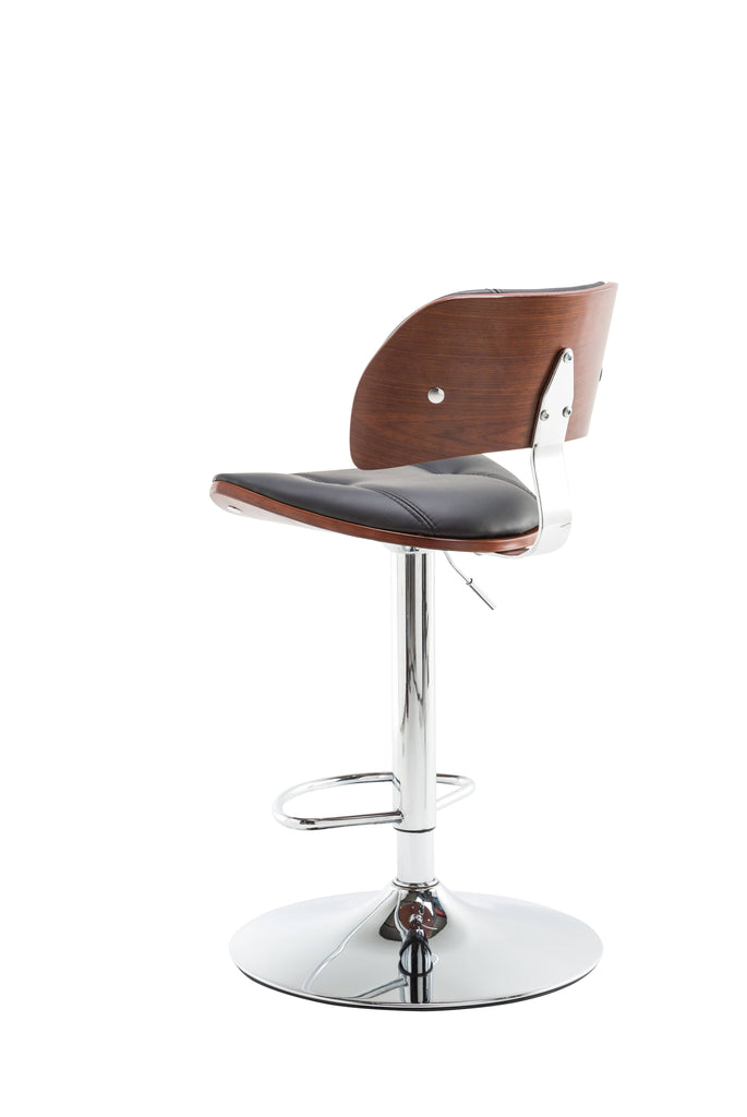 Victoria Faux Leather & Chrome Barstool in Black & Walnut by Alphason - Price Crash Furniture