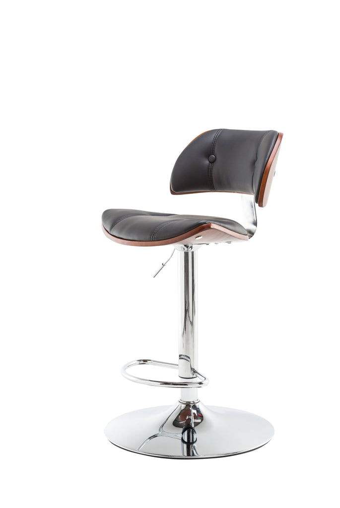 Victoria Faux Leather & Chrome Barstool in Black & Walnut by Alphason - Price Crash Furniture