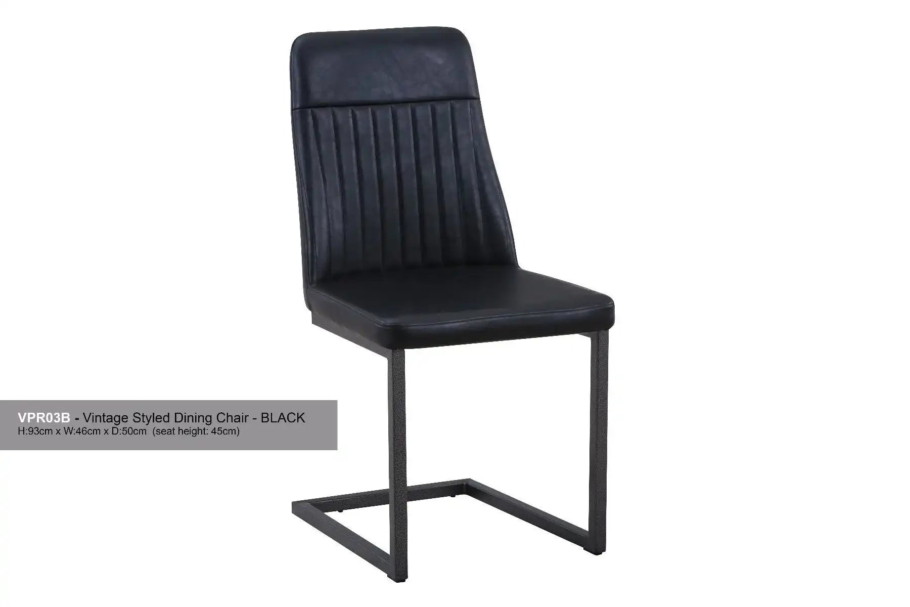 Vintage Black Leather Dining Chair (Pack of Two) - Price Crash Furniture