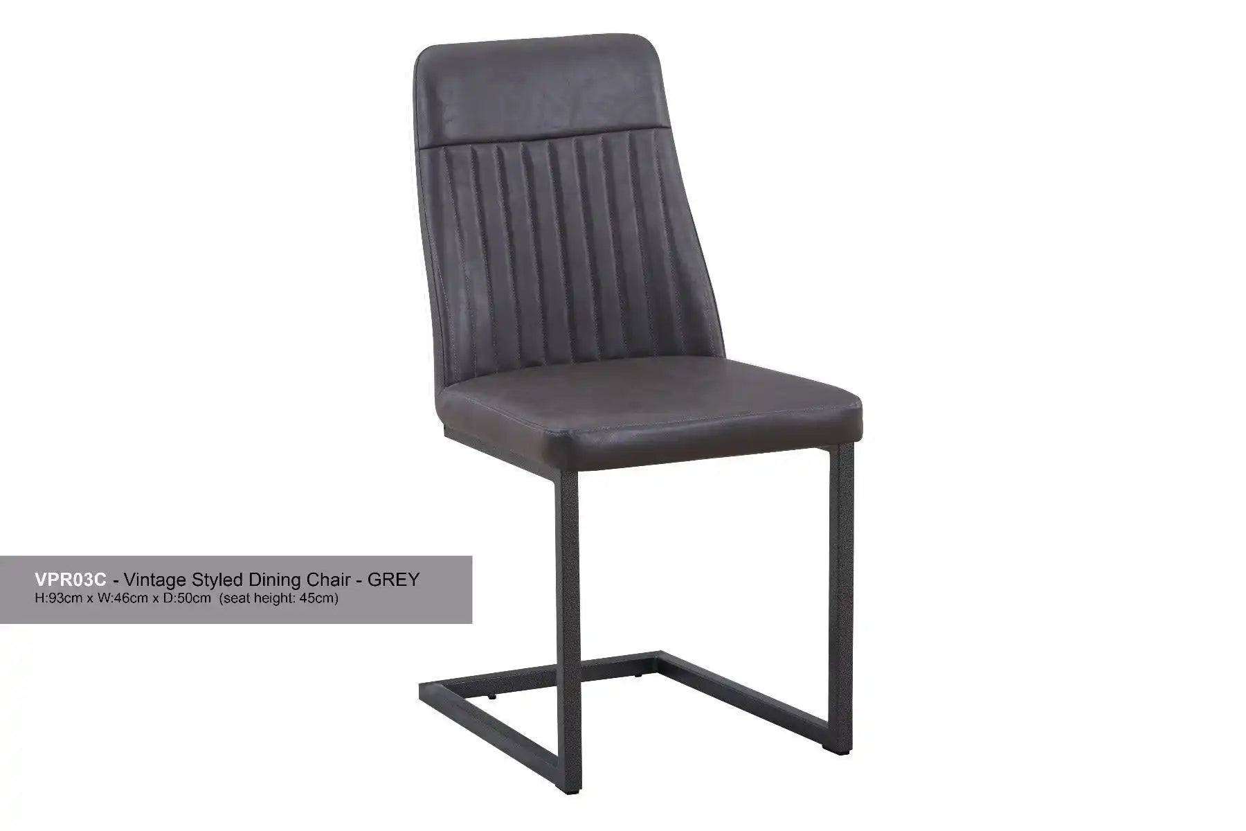 Vintage Styled Grey PU Leather Dining Chair (Pack of Two) - Price Crash Furniture