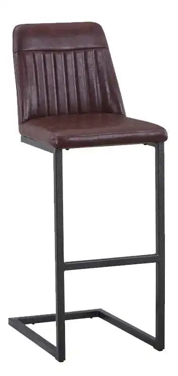 (VPR03H) Vintage Black Leather Bar Stool (Pack of Two) - Price Crash Furniture