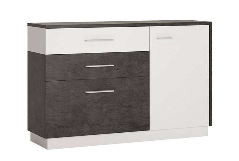 Zingaro 1 door 2 drawer 1 compartment sideboard in dark loft and white alpine - Price Crash Furniture