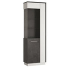 Zingaro Tall Glazed display cabinet (LH) in dark loft and white alpine - Price Crash Furniture