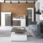 Zingaro Tall Glazed display cabinet (LH) in dark loft and white alpine - Price Crash Furniture
