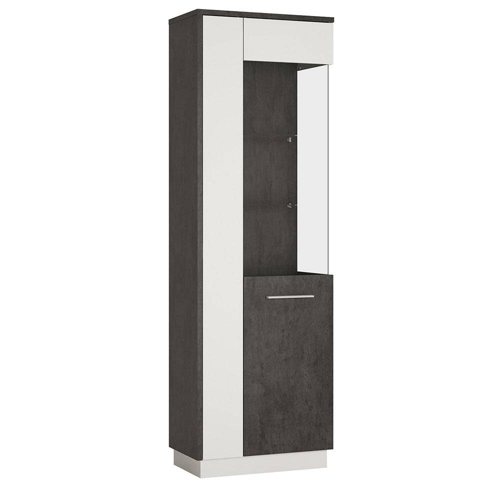 Zingaro Tall Glazed display cabinet (RH) in Dark loft and white alpine - Price Crash Furniture