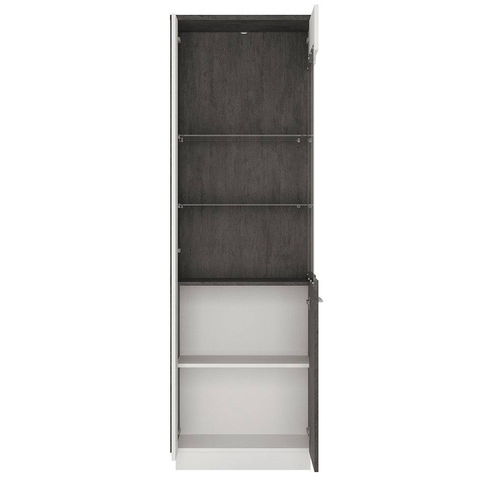 Zingaro Tall Glazed display cabinet (RH) in Dark loft and white alpine - Price Crash Furniture