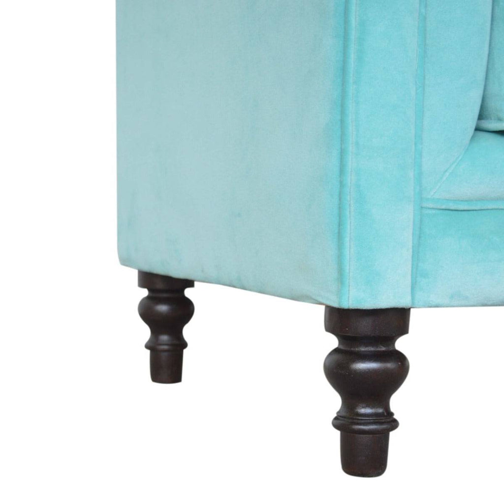 Aqua Velvet Chesterfield Armchair - Price Crash Furniture