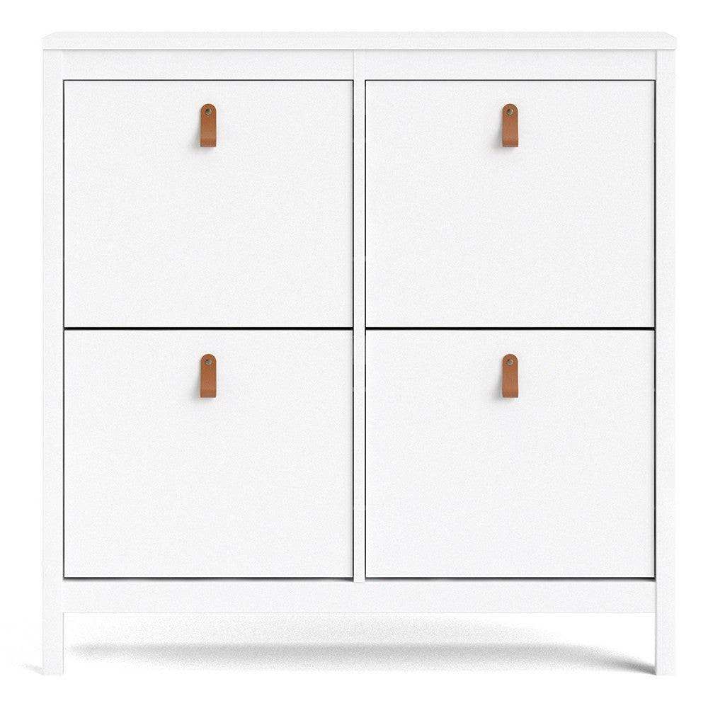 Barcelona Shoe Cabinet Cupboard with 4 Compartments in White - Price Crash Furniture